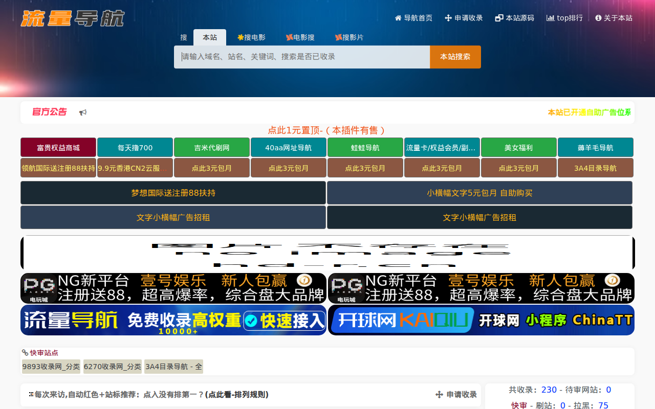 流量导航网–自动收录–最懂你的导航网站